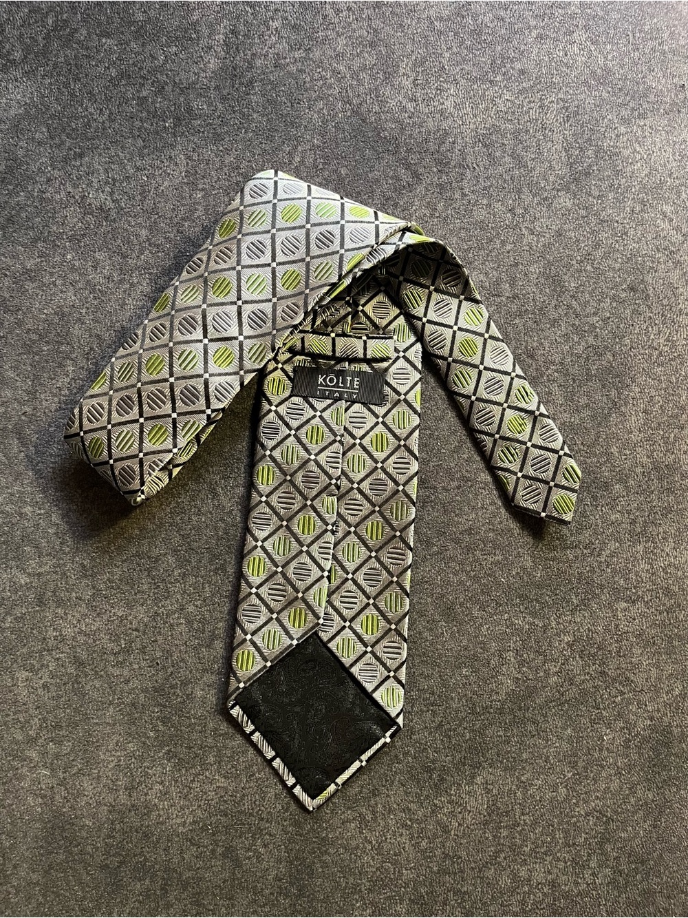 Kolte Grey & Lime Silk Tie - Picture 2 of 3